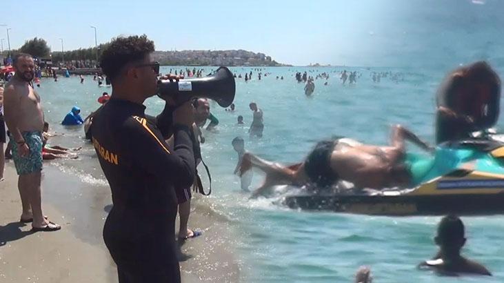 Silivri’de Kumluk Plajı’nda bir kişi boğulma tehlikesi geçirdi